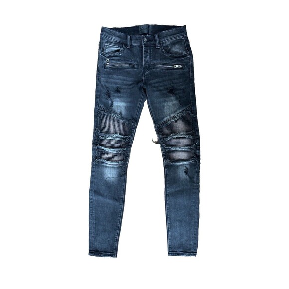Valabasas Mens Black Distressed Skinny Jeans 29 Buttonfly Designer Denim